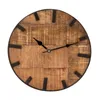 Horloge murale de salon ronde vintage silencieuse en bois Voir les images du produit 1