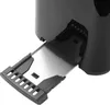 Close-up view of the crumb tray and heating elements of a black toaster. Produktbild-Vorschau