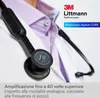 Close-up of a stethoscope on a person wearing a white coat and a purple shirt. Produktbild-Vorschau