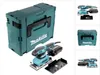 A collage of images showing a Makita orbital sander and its storage case. Produktbild-Vorschau