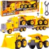 Malplay camion set rimorchio con 2 veicoli da costruzione Anteprima dell’immagine prodotto 1