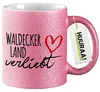 Huuraa Glitzertasse Waldecker Land verliebt 330ml Pink Produktbild-Vorschau 1