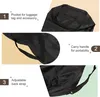 Collage of three images showing different features of a black protective cover for a stroller. Náhľad obrázku produktu
