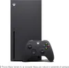 A black Xbox Series X console with a black controller in front of it, on a white background. Produktbild-Vorschau