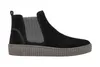A single black Chelsea boot with a gray sole and elastic side panels, shown from the side against a white background. Produktbild-Vorschau