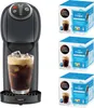 A coffee machine with a glass of iced coffee and three boxes of coffee pods. Produktbild-Vorschau