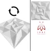 A split image showing a 3D wall panel and a logo. Produktbild-Vorschau