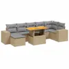 8-tlg. Garten-Sofagarnitur mit Kissen Beige Poly Rattan Produktbild-Vorschau 1