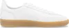 A white leather sneaker with a gum sole is shown from the side against a white background. Produktbild-Vorschau