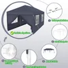 Diagram showing the assembly steps for a dark gray gazebo. Produktbild-Vorschau