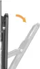 A side view of a TV wall mount, showing its adjustable arm in a tilted position, with an orange arrow indicating downward movement. Anteprima dell’immagine prodotto