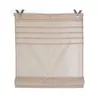 A beige Roman blind hanging from a white rod. Produktbild-Vorschau