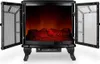 A black electric fireplace with its doors open, showing a simulated flame effect. Anteprima dell’immagine prodotto