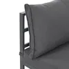 A close-up view of a gray outdoor sofa cushion and its frame. Produktbild-Vorschau