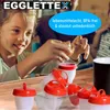 A young girl cracking an egg into an egg cooker. Produktbild-Vorschau