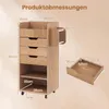 Mobilní úložný vozík z dřeva, s 3 zásuvkami, 2 otevřenými Náhled obrázku produktu 3