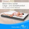 A woman is sleeping on a mattress on the floor, covered by a duvet. Produktbild-Vorschau