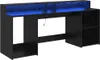 Biurko Czarny Dąb 200X55X91 Cm Drewno Inżynieryjne Lumarko! Podgląd zdjęcia produktu 1