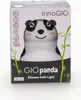 The image shows the retail packaging of a panda-shaped silicone night light for children. Produktbild-Vorschau