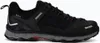 A side view of a black hiking shoe with gray and red accents on a white background. Voir les images du produit
