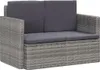 vidaXL 2-Sitzer-Gartensofa mit Auflagen Grau Poly Rattan Produktbild-Vorschau 8