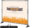 A banner stand for International Youth Day, featuring a celebratory crowd illustration. Podgląd zdjęcia produktu