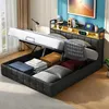UnboxG gasdrukbed, 140x200 cm, zwart, kunstleer, Productafbeelding-voorbeeld 1