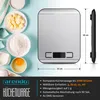 A digital kitchen scale is shown with ingredients for baking, along with dimensions and feature descriptions. Náhled obrázku produktu