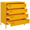 A yellow metal cabinet with four drawers, shown from the front with the drawers slightly ajar. Podgląd zdjęcia produktu