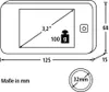 Technical drawing with dimensions and specifications of a digital door viewer. Produktbild-Vorschau