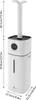 A white humidifier with a digital display and a tall mist outlet, shown with measurement indicators. Produktbild-Vorschau