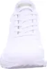 A close-up, front-facing view of a white Skechers sneaker. Voir les images du produit