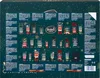 A Christmas advent calendar for men, featuring 24 doors with skincare products. The calendar is dark green with festive snowflake and train graphics. Produktbild-Vorschau