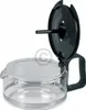 A close-up product shot of a glass coffee pot with a black lid and handle. Produktbild-Vorschau