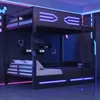 Merax Eisenbett Hochbett 140x200cm mit LED Beleuchtung und Produktbild-Vorschau 2