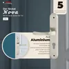 A marketing image showcasing a silver door handle set with text and branding. Produktbild-Vorschau