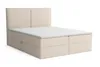 A studio shot of a box spring bed with a headboard and mattress. Produktbild-Vorschau