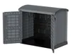 An open, gray plastic storage box with a curved roof. Náhled obrázku produktu