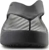 A close-up, front-facing view of a black platform flip-flop. Voir les images du produit