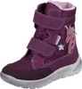 A single purple boot with unicorn and star embellishments.
