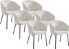Set aus 6 Stühlen mit Armlehnen aus Cord und Metall - Creme Produktbild-Vorschau 1