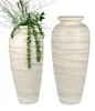 Dekorative schwere Bodenvase 60cm Creme - Relief aus Produktbild-Vorschau 5