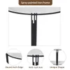 Close-up views of a console table's features, including its frame, edge, and overall shape, with descriptive text. Podgląd zdjęcia produktu