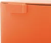 A close-up view of the top corner of an orange trash can, showing a part of the lid mechanism. Náhľad obrázku produktu