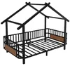 Merax Hausbett aus Metall 90x200cm, Jugendbett mit Produktbild-Vorschau 6