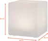 A white cube-shaped lamp with dimensions indicated. Anteprima dell’immagine prodotto