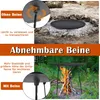TWOLIIN Gusseisen Grillpfanne mit 3 Beinen Grillplatte Rund Produktbild-Vorschau 4