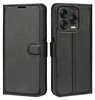 A black leather flip case for a smartphone is shown from two angles. Produktbild-Vorschau