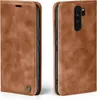 A brown flip case for a smartphone is shown from two angles. Produktbild-Vorschau