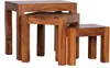 Three wooden nesting tables of varying sizes are shown against a white background. Produktbild-Vorschau